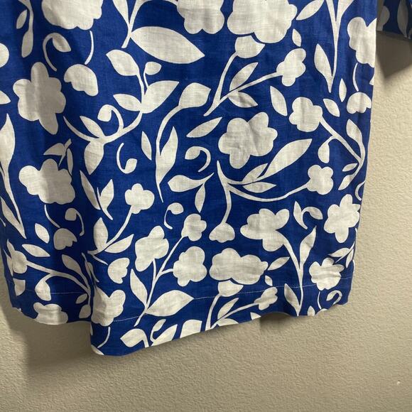 Boden Petite Size 6/6P Floral Casual Linen Tunic Dress Blue White 3/4 Sleeves - Picture 4 of 11